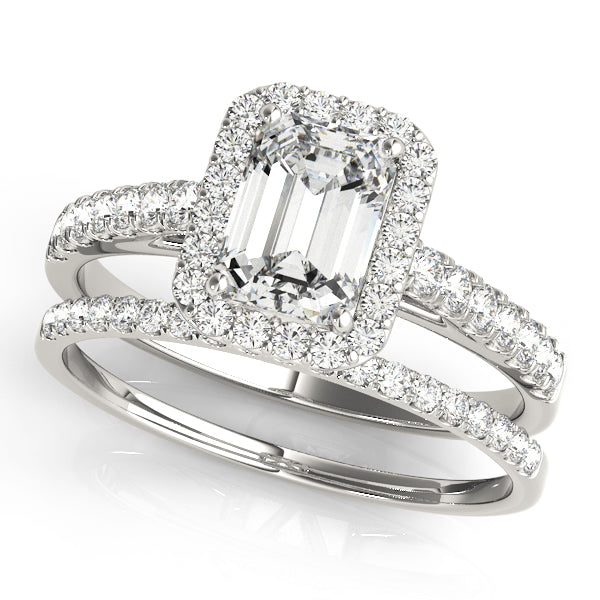 Emerald Cut Halo Engagement Ring