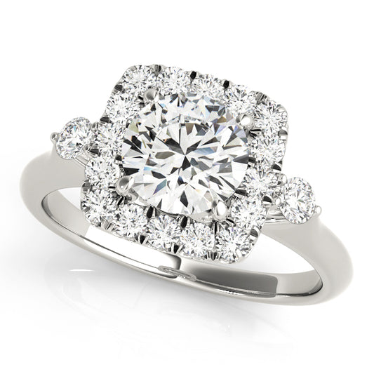 Round Halo Cluster Engagement Ring