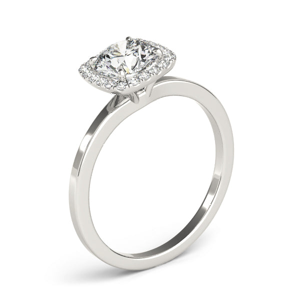 Cushion Shaped Halo Round Engagement Ring