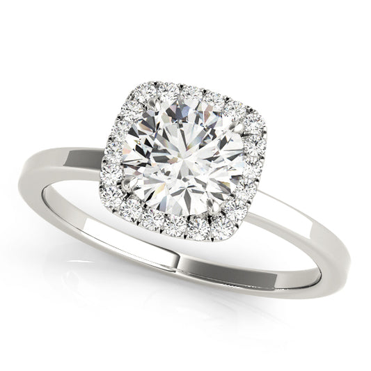 Cushion Shaped Halo Round Engagement Ring