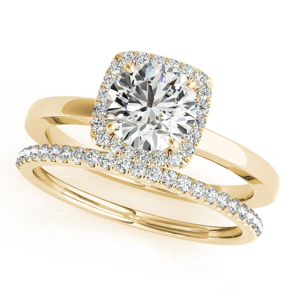 Cushion Shaped Halo Round Engagement Ring