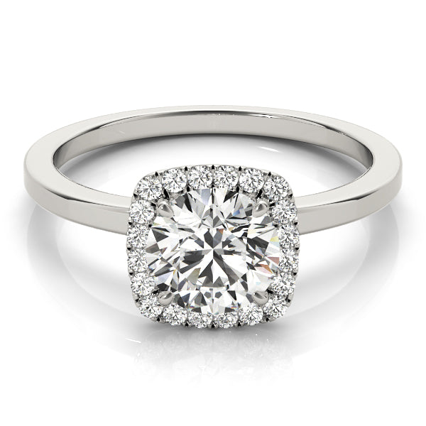 Cushion Shaped Halo Round Engagement Ring