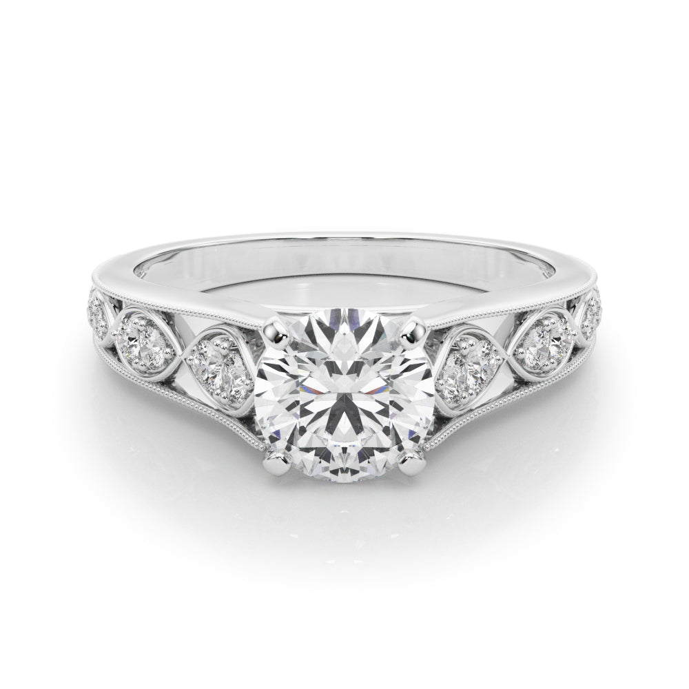Single Row Prong Milgrain Engagement Ring