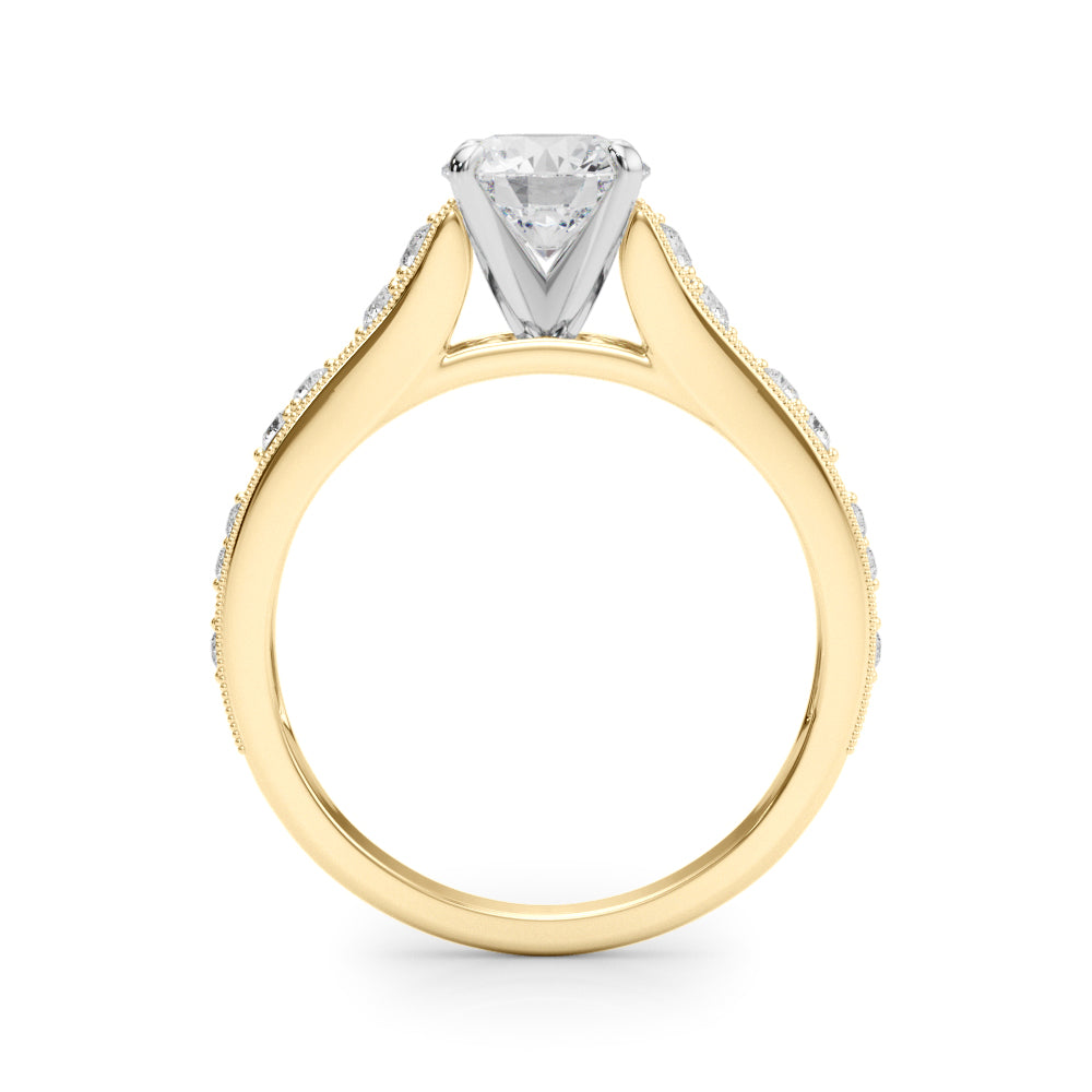 Single Row Prong Milgrain Engagement Ring