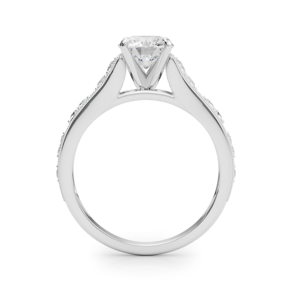 Single Row Prong Milgrain Engagement Ring