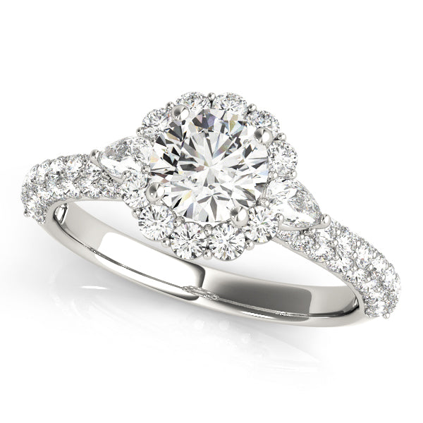 Multirow Pavé Halo Engagement Ring