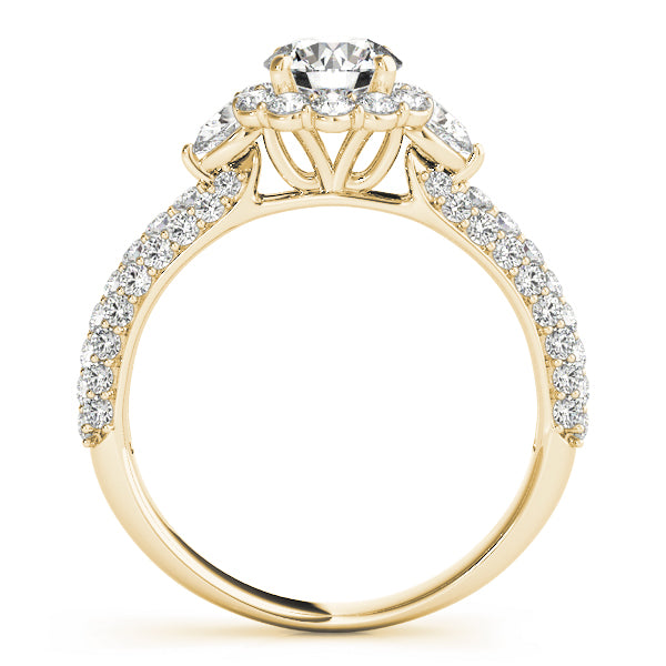Multirow Pavé Halo Engagement Ring