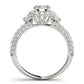 Multirow Pavé Halo Engagement Ring