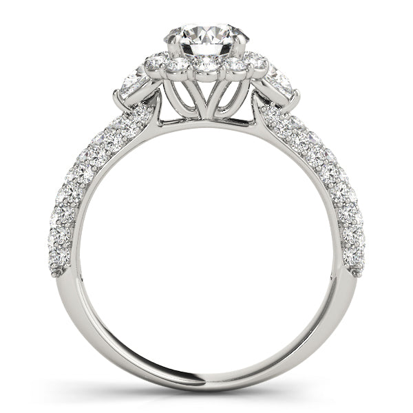 Multirow Pavé Halo Engagement Ring