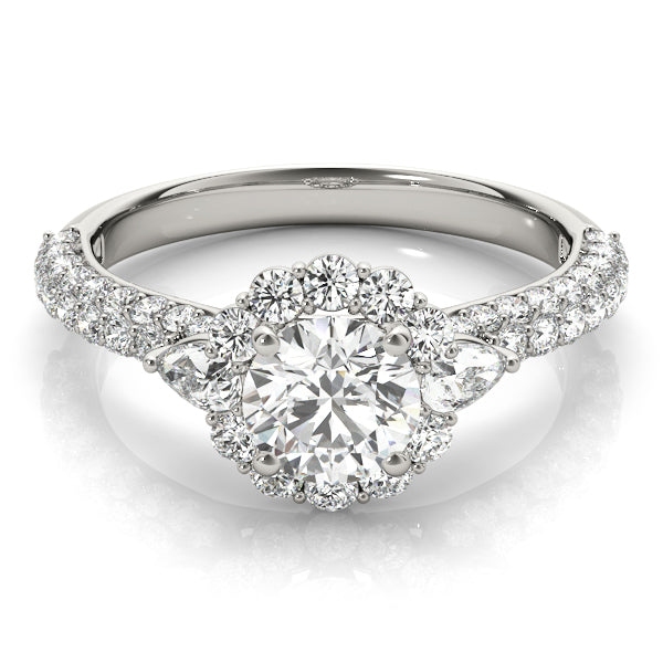 Multirow Pavé Halo Engagement Ring