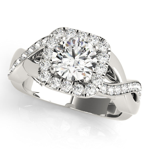 Twisted Shank Halo Engagement Rings