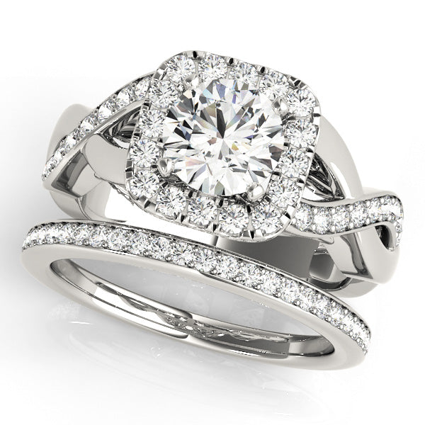 Twisted Shank Halo Engagement Rings