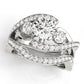 3-Stone Bypass Twisted Prong Engagement Ring