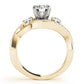 3-Stone Bypass Twisted Prong Engagement Ring