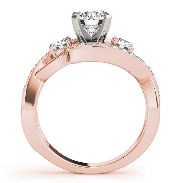 3-Stone Bypass Twisted Prong Engagement Ring