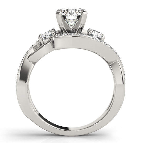 3-Stone Bypass Twisted Prong Engagement Ring