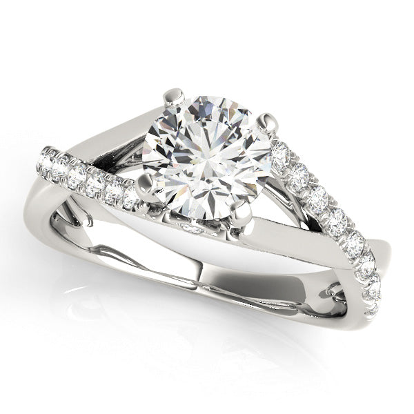 Double Row Split Shank Cathedral Engagement Ring