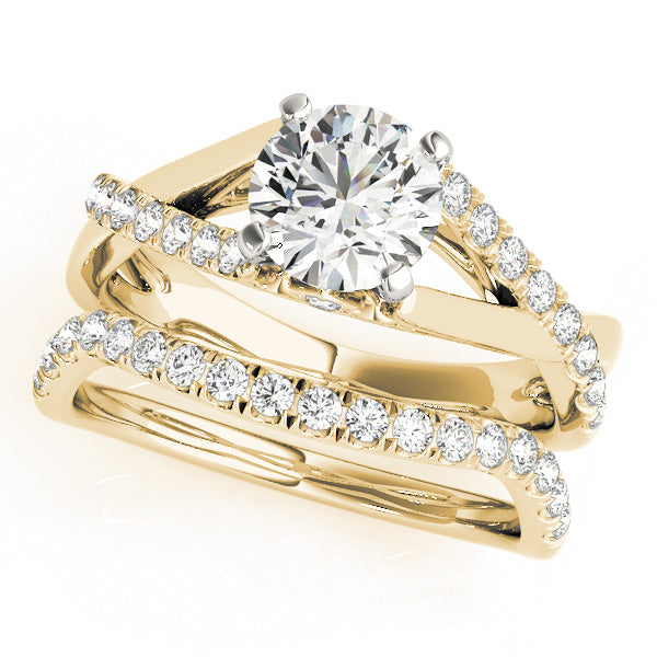 Double Row Split Shank Cathedral Engagement Ring