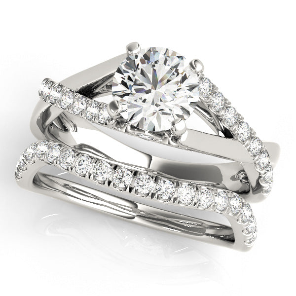 Double Row Split Shank Cathedral Engagement Ring