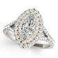 Double Halo Marquise Split Shank Engagement Ring
