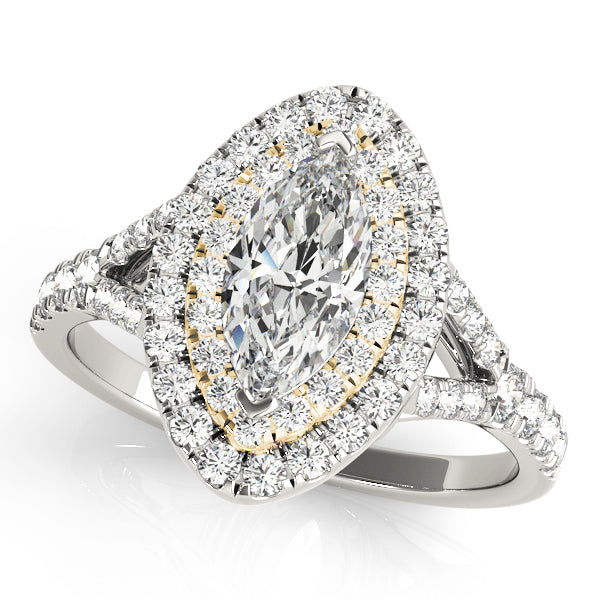 Double Halo Marquise Split Shank Engagement Ring