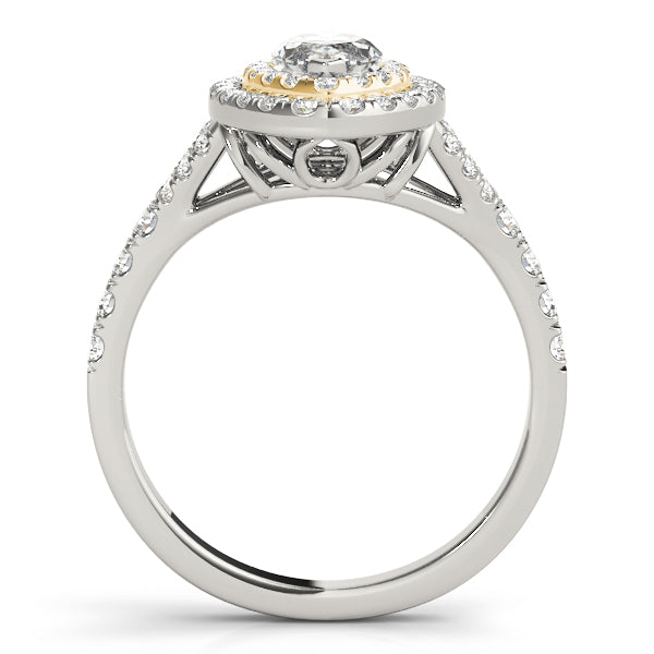 Double Halo Marquise Split Shank Engagement Ring