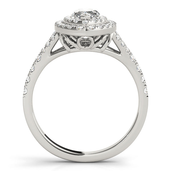 Double Halo Marquise Split Shank Engagement Ring