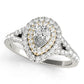 Pear Double Halo Split Shank Engagement Ring