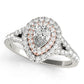 Pear Double Halo Split Shank Engagement Ring