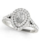 Pear Double Halo Split Shank Engagement Ring