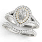 Pear Double Halo Split Shank Engagement Ring