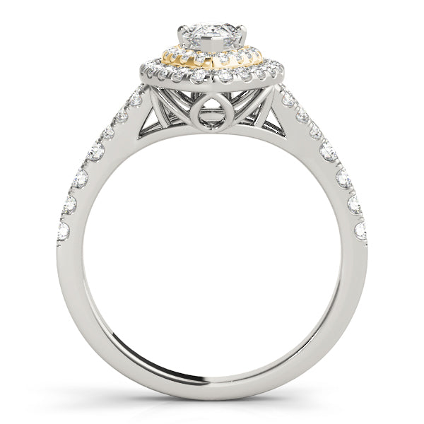 Pear Double Halo Split Shank Engagement Ring