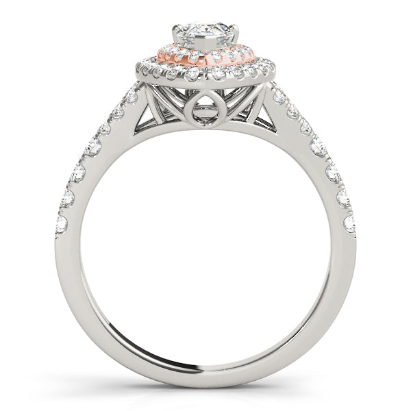 Pear Double Halo Split Shank Engagement Ring