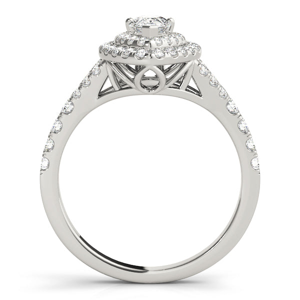 Pear Double Halo Split Shank Engagement Ring