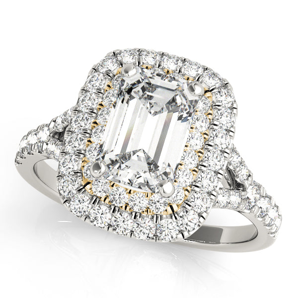 Double Halo Emerald Cut Engagement Ring