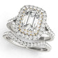 Double Halo Emerald Cut Engagement Ring