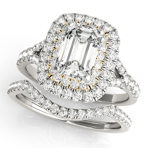 Double Halo Emerald Cut Engagement Ring