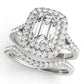 Double Halo Emerald Cut Engagement Ring