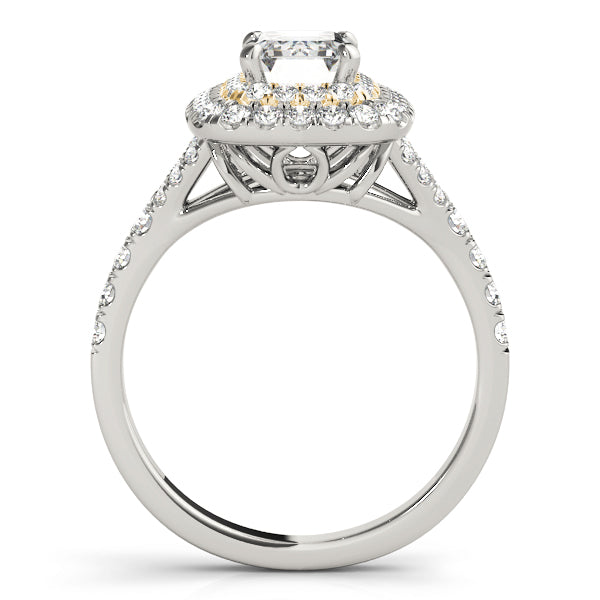 Double Halo Emerald Cut Engagement Ring