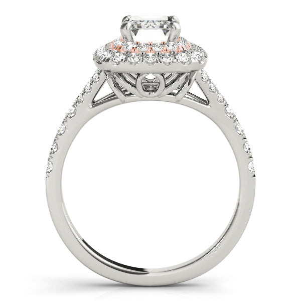 Double Halo Emerald Cut Engagement Ring