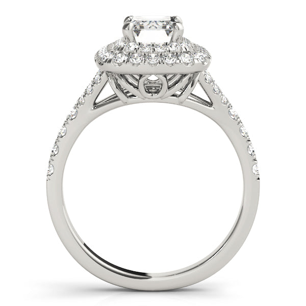 Double Halo Emerald Cut Engagement Ring