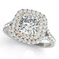 Cushion Cut Split Shank Double Halo Engagement Ring