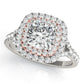 Cushion Cut Split Shank Double Halo Engagement Ring