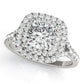 Cushion Cut Split Shank Double Halo Engagement Ring