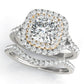 Cushion Cut Split Shank Double Halo Engagement Ring