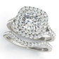 Cushion Cut Split Shank Double Halo Engagement Ring