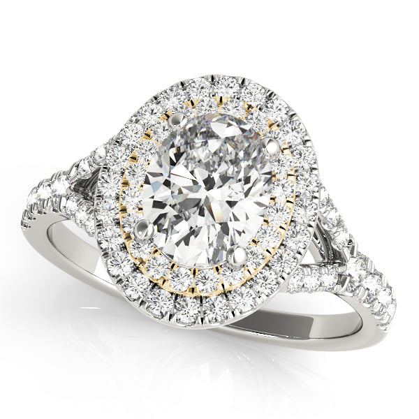 Oval Double Halo Split Shank Engagement Ring