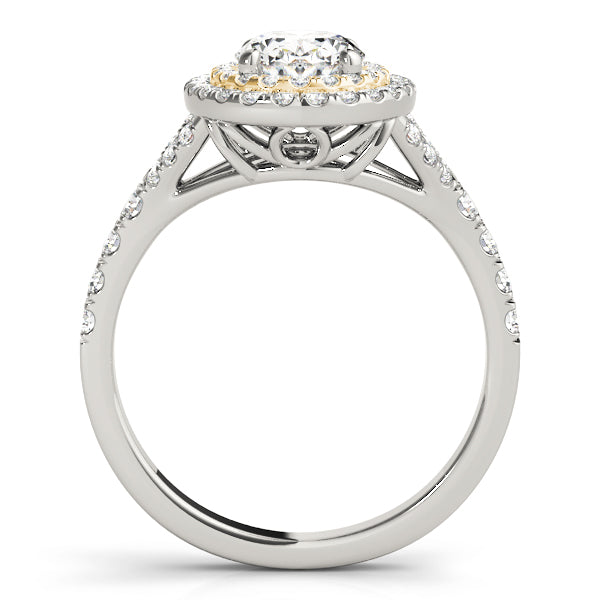 Oval Double Halo Split Shank Engagement Ring