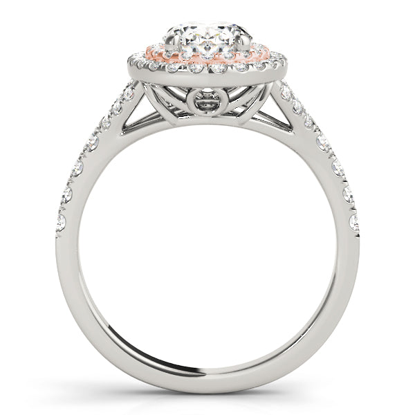 Oval Double Halo Split Shank Engagement Ring