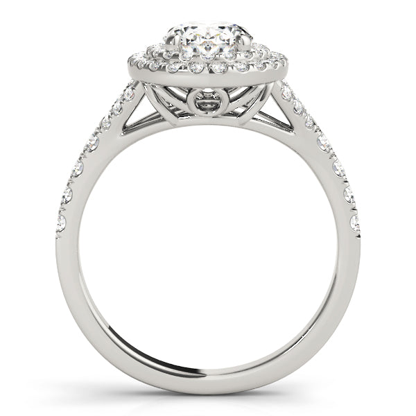 Oval Double Halo Split Shank Engagement Ring
